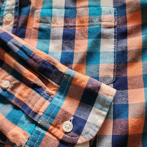 Old Navy cotton linen plaid button down shirt - Picture 4 of 9